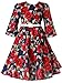 Bonny Billy Girls Vintage Floral Swing Kids Casual Dress with Belt 4-5 Years Floral Red