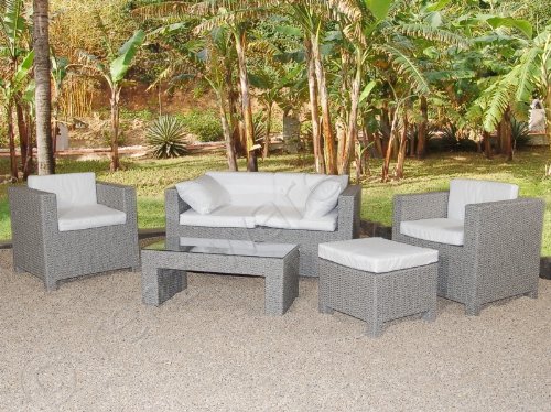 Gartenmöbelset aus Kunstrattan “BAO – grau-meliert – mit U – Tisch” Gartenmöbelset aus Kunstrattan “BAO – grau-meliert – mit U – Tisch”
