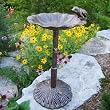 Oakland Living 5012AB Antique Bronze Frog Design Aluminum Birdbath