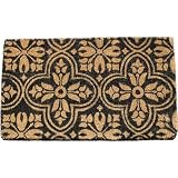 Black and Natural Decorative Heavy Duty Coir Doormat, Design 2