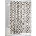 InterDesign Medallion Fabric Shower Curtain, Long 72 x 84, White/Taupe
