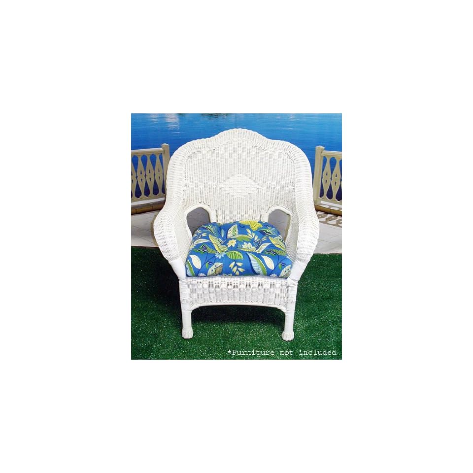 Wicker Furniture Outdoor Patio Chair Cushion Blue Hawaiian Floral