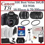 Canon EOS Rebel T3i Digital SLR Camera with Canon EF-S 18-55mm f/3.5-5.6 Le ....