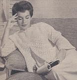 Vintage Knitting PATTERN to make - Eyelet Yoke Diamond Bed Jacket Sweater. NOT a finished item. This is a pattern and/or instructions to make the item only.