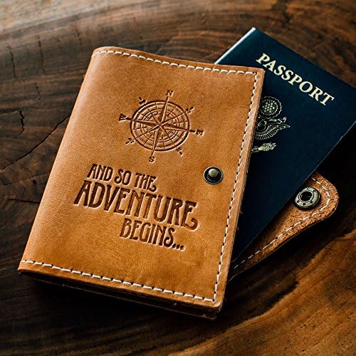 Compass + Adventure Begins // Leather Passport Cover and Travel Wallet