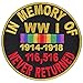 In Memory Of World War 1 Round Patch - 3x3 inch. Embroidered Iron on Patch