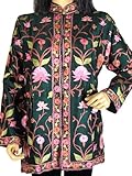 Beautiful Green Silk Hand Embroidered Coat Jacket L