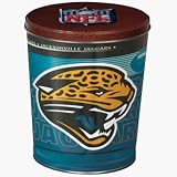 Jacksonville Jaguars 3.5 gallon gift tin with three premium plus gourmet popcorn flavors of your choice