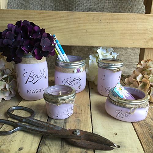 Mason Jar Office Organization Set in Purple