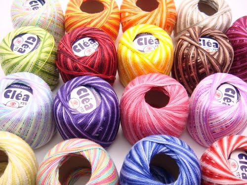 Free Ship Lot 16 Balls Clea Variegated Size 10 Crochet Cotton Threads Yarn Knitting