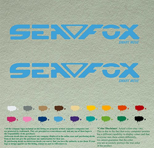 Pair of Seafox Boat Compatible Replacement Restoration Decals Sea Fox Vinyl Stickers Outboard Motor Set of 2 (12", Sky Blue 084)