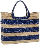 Magid Fancy Stripe Straw Tote