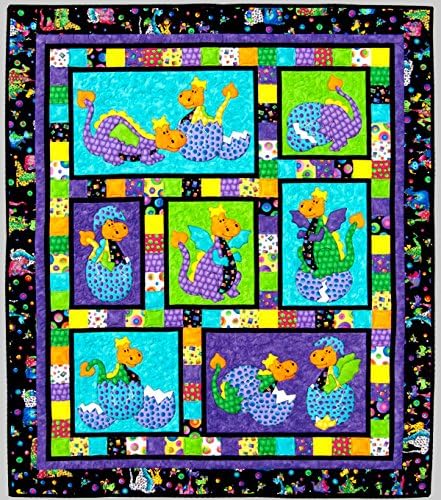 Kids Quilts Hatched Dragon Applique Quilt Pattern 45" x 53" Baby, Cot