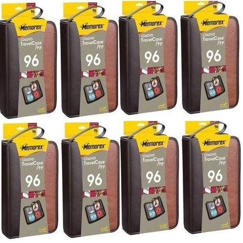 Memorex Case of 8 Leather CD DVD Travel Cases Holds 96 CDs DVDs each