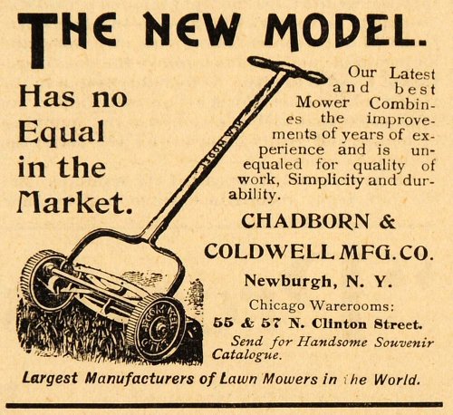 1893 Ad Chadborn Coldwell Push Grass Lawnmower Machine - Original Print Ad 1893 Ad Chadborn Coldwell Push Grass Lawnmower Machine - Original Print Ad