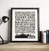 Boston Landmarks Skyline and Typography, Vintage Dictionary Art Print, Antique Wall Art Home Decor, Modern Boho Poster, Farmhouse Decoration Living Room Bedroom Office 8x10 Inches, Ready To Frame