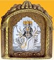 Goddess Saraswati Poster Painting in Elegant Wood Crafts Hand Carved Jharokha, Art Crafts & Handicrafts