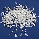 1 X 100 Silver Plated Hypo-Allergenic Earring Hooks 15mm