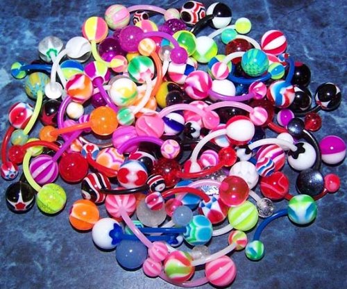 10 piece mix lot UV Flexible Belly Navel piercing Rings