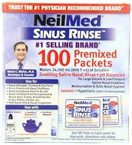 NeilMed's Sinus Rinse Pre-Mixed Packets, 100-Count Boxes (Pack of 2)