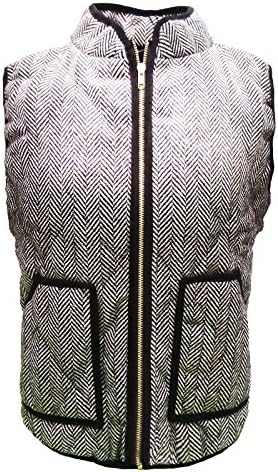Herringbone Quilted Padded Puffer Vest for Women (US XL/Asia 3XL, Gray)