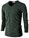 H2H Mens Casual Slim Fit Thin Knit Fabric Lightweight V-Neck Long Sleeve T-Shirt