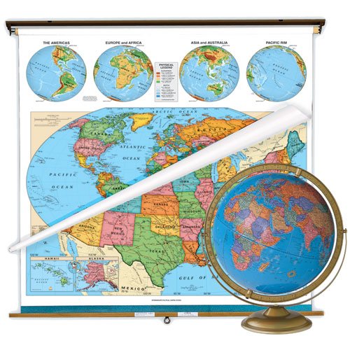 Childrens Toyshop  Toys : Political Classroom Package with 51" x 51" Political U.S./World Combo Map and 12" Political Globe