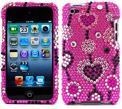 Thin Diamond Rhinestone Protective Case for Apple iPod Touch 4th Generation - 8GB,16GB and 32GB - Pink Love River