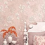 Auralum DIY エレガントなフラワー柄壁紙 模様替え ノリなし 東欧風 お部屋 お洒落な壁紙 ルームインテリア リビング リフォーム リメイク アクセント 53cm×10m (ピンク)