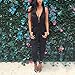 Weixinbuy Women's V Neck Clubwear Casual Romper Jumpsuit Pants Party Dress L Black