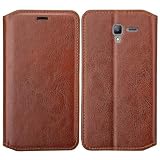 Kyocera Hydro View Case (Cricket Wireless) Wallet Pouch Slim Faux Leather w/ Kickstand Luxury Design by Zase ® Professional (Solid Brown)