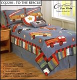Police and Firetrucks To The Rescue Twin Quilt Set