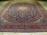 Navy Blue 10x14 Handmade Persian Rug Y39