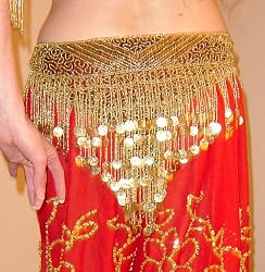 Gold Glass Beaded Belt with Coins