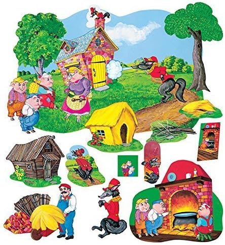 Three Little Pigs Deluxe Felt Figure set for Flannel Boards Precut + Lesson Guide by Little Folks Visual