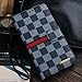 RAYTOP Luxury Brand Designer Black Checks Leather Cases Covers Wallet Kickstand for Samsung Galaxy Note 3 N9000 Note 3 Plaid Card Holder Magnetic Clasp Classy Decent Men Women