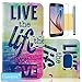S6 Case, Galaxy S6 Wallet Case, Tradekmk(TM) Brand New Special Slim PU Leather Wallet Stand Protector Case Cover[Colored Drawing Pattern] For Samsung Galaxy S6 [+Stylus+Screen Protector+Cleaning Cloth]-(Series-RE)