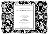 Modern Floral Black & White - Personalized Baby Shower Invitations With Squiggle Shape