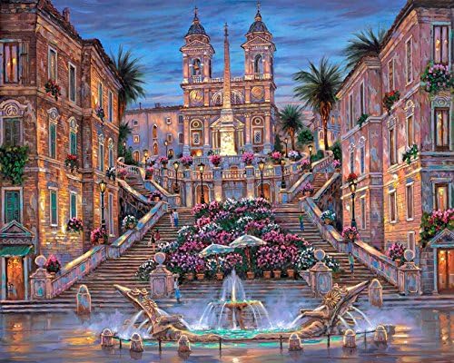 24"x32" Hd Canvas Print Home Decor Art Painting (No Frame), Robert Finale, Landmark, Roman Holiday, Spainish Steps, Audrey Hepburn, Italy, Movie