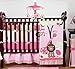 Sweet Jojo Designs Pink and Green Jungle Safari animal themed Baby Girl Bedding 9pc Crib Set