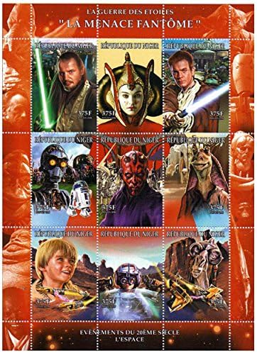 Star Wars stamps - Star Wars The Phantom Menace - 9 stamps. Mint and never mounted stamp sheet