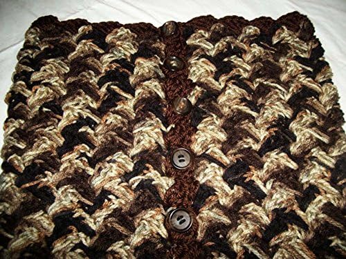 Baby Blanket, Handmade Crochet Deluxe Newborn Baby Cocoon Button-Up Blanket, Sleeping Bag Blanket, Swaddling Aid Blanket in Variegated Camouflage Brown and Tan Diagonal Shell Stitch by DRCrafts