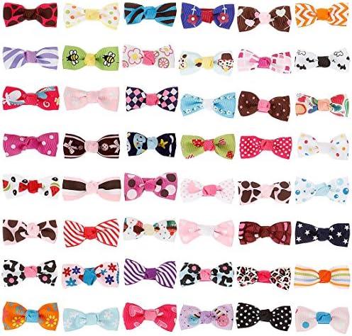Bundle Monster 48 Indivdual Design Baby Girls Grosgrain Ribbon Bow Hair Clips - Set 7, Full Collection