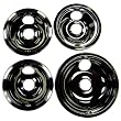 Range Kleen P119204XZ Porcelain GE Drip Pans Set Of 4 Containing 3 Units P119, 1 Unit P120, Black