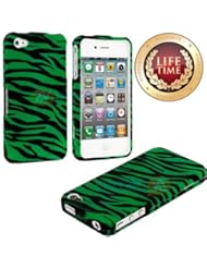 Wireless: myLife (TM) Black + Green Zebra Stripes Series (2 Piece Snap On) Hardshell Plates Case for the iPhone 4/4S (4G) 4th Generation Touch Phone (Clip Fitted Front and Back Solid Cover Case + Rubberized Tough Armor Skin + Lifetime Warranty + Sealed Inside myLife Authorized Packaging) "ADDITIONAL DETAILS: This two piece clip together case has a gloss surface and smooth texture that maximizes the stylish appeal of your iPhone 4 and brings out the unique colors and designs in the case itself." - myLife Brand Products