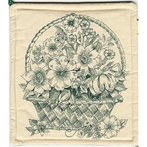 Basket of Flowers Potholder - Green