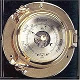 Nautical German Precision Porthole Barometer In Solid Brass Case with Beveled Glass