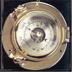 Nautical German Precision Porthole Barometer In Solid Brass Case with Beveled Glass by
