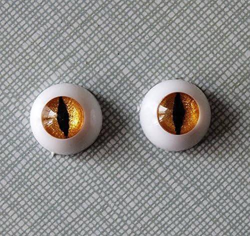 BJD doll cat ish eyes 8mm 10mm 14mm 16mm 18mm 20mm 22mm golden acrylic half ball SD/MSD eyes Dollfie 1 pair (20mm)