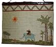 Hand Made Blue Elephant Ride rPicture - Natural Jute Weave Wall Hanging Folk Art